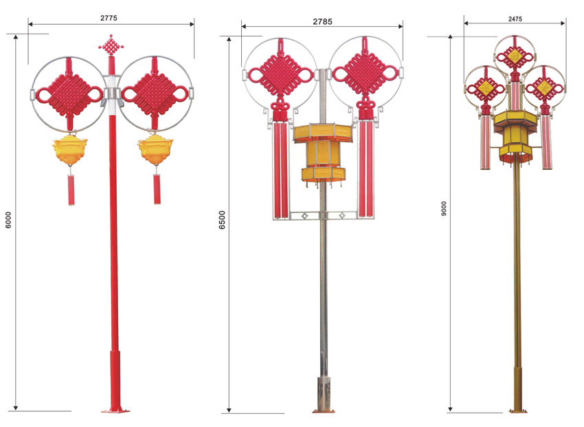 6米、9米高立杆中国结灯宫灯尺寸图